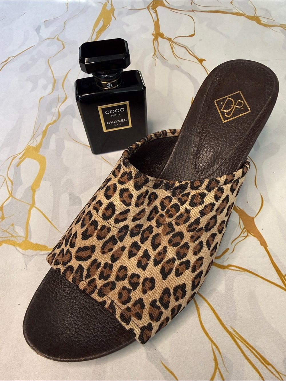 Donald J. Pliner Leopard-Print Open-Toe Slide Mule in Brown & Tan